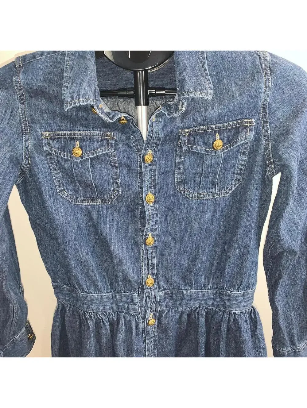 Polo Ralph Lauren Girls Denim Dress Size 14 Button Front Long Sleeve